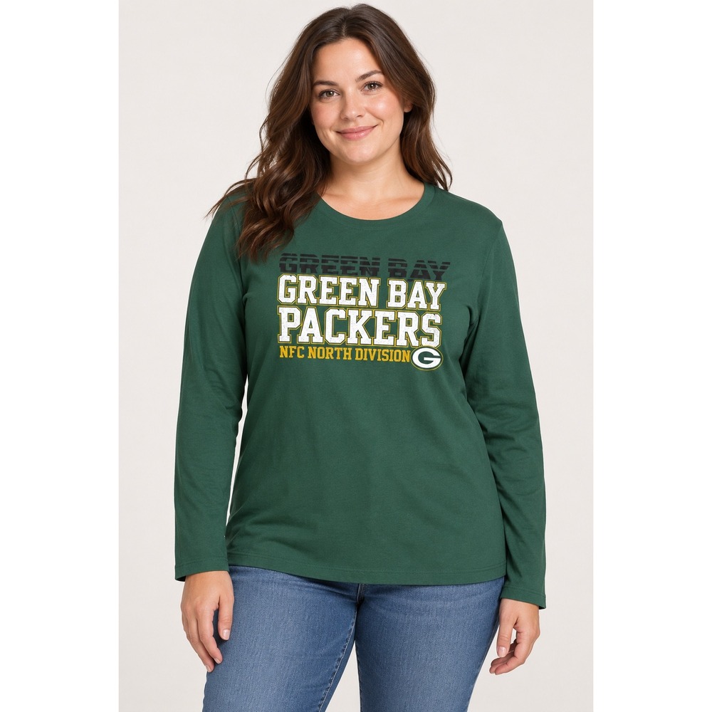 NFL Team Apparel Green Bay Packers Womens Long Sleeve T-Shirt Green Size L NWT